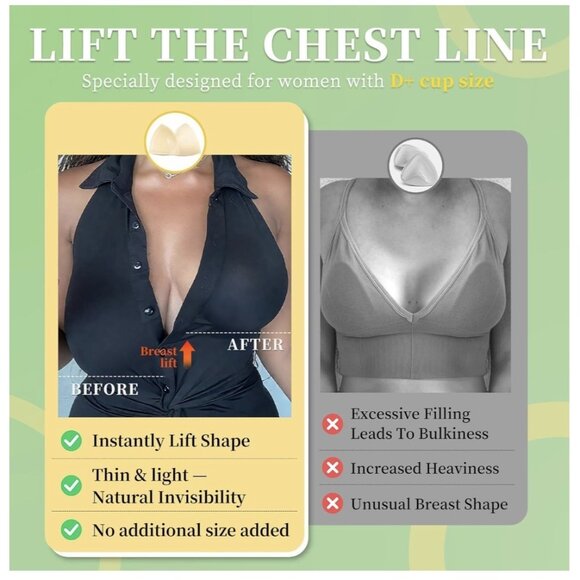 Sticky Bra Inserts Push Up - Double Sided Adhesive Breast Pads Sz Large - Picture 8 of 12